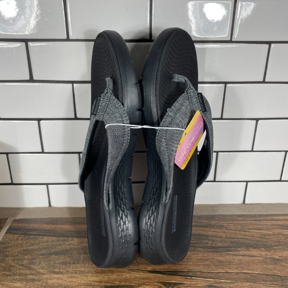 Skechers GOwalk Womens 8 Shoes Black Gray On The Go Thong Flip Flop Sandal NEW - Picture 5 of 10